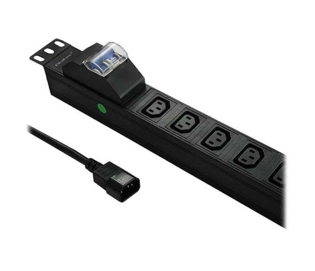 QOLTEC Rack 19cali | circuit breaker | 1U | 10A | PDU | 8xIEC C13 | 2m 53999 - 432111 - zdjęcie